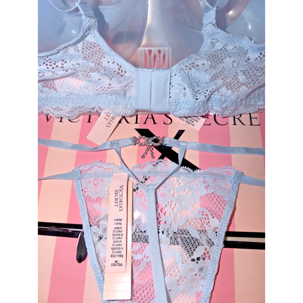 Victoria's Secret Dream Angels Bra W/Thong 36D Medium Light Blue - Picture 3 of 3